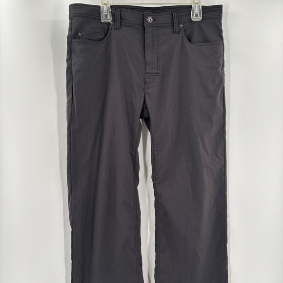 Prana Mens 36x30 Dark Gray Slim Fit 5 Pocket Design Nylon Blend Pants - Picture 4 of 6